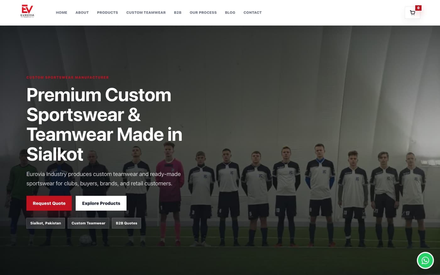 Eurovia Industry homepage — premium custom sportswear and teamwear manufacturer based in Sialkot
